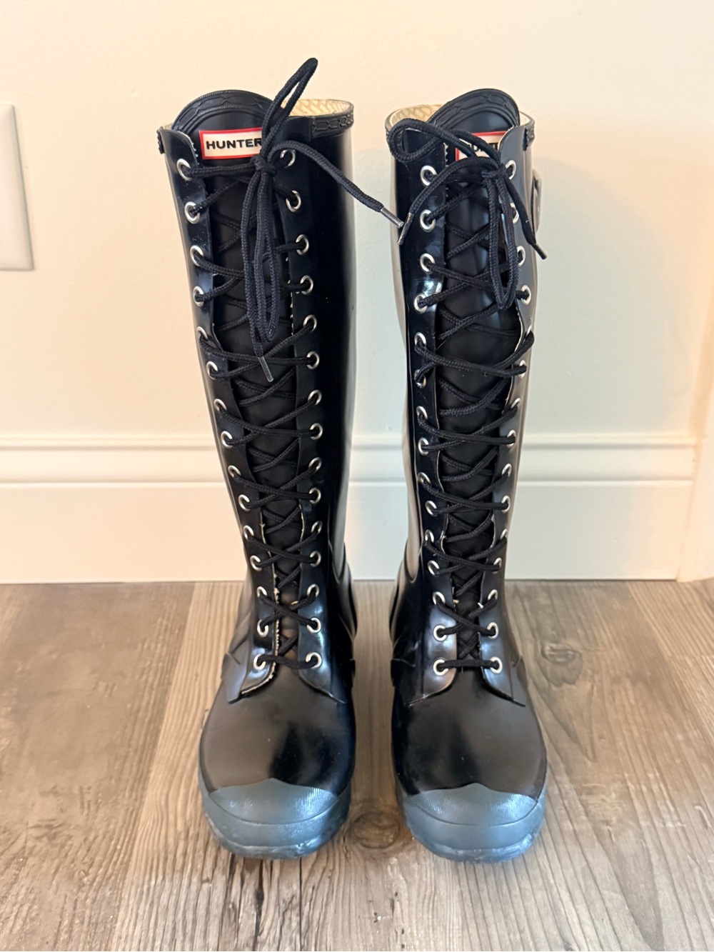 Hunter Watling Tall Lace-Up Rain Boots Knee-High- Rare-Discontinued